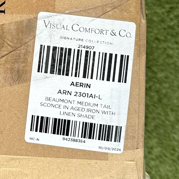 AERIN Beaumont 1 Light 7.5 inch Aged Iron Tail Sconce Wall Light, Medium - Picture 2 of 7